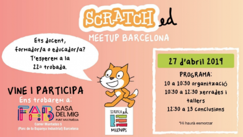 Cartell de la 22a Trobada ScratchEd Meetup Barcelona