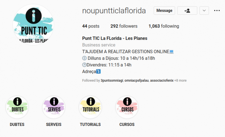 Nou Instagram del Punt TIC la Florida-les Planes