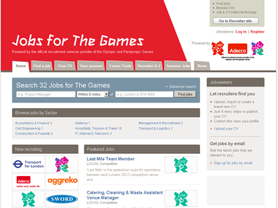 Jobs for the games - Portal de feina de Londres 2012