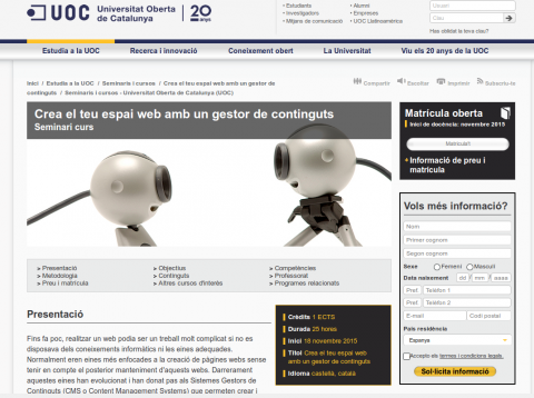 Captura de pantalla web UOC