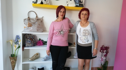 Montse Sanchez and Sara Solias in their shoe shop