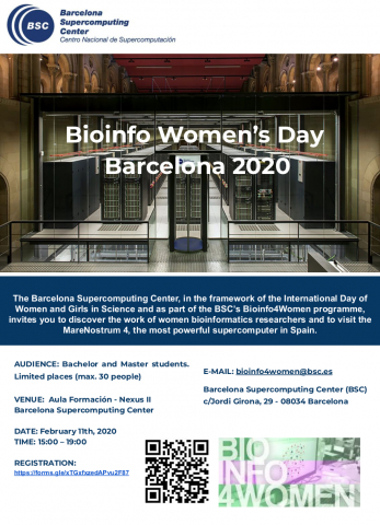 Cartell del programa Bioinfo4women del Barcelona Supercomputing Center