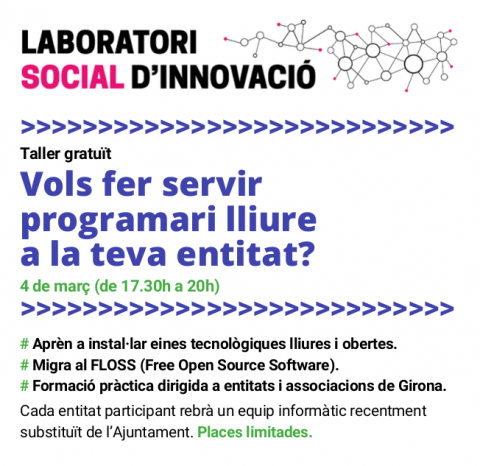 Taller gratuït 'Vols fer servir programari lliure a la teva entitat?' el 4 de març de 2020 a Girona Emprèn