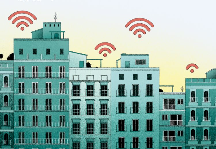 Illustration of the dossier 'Les bretxes digitals' of Barcelona Metropolis