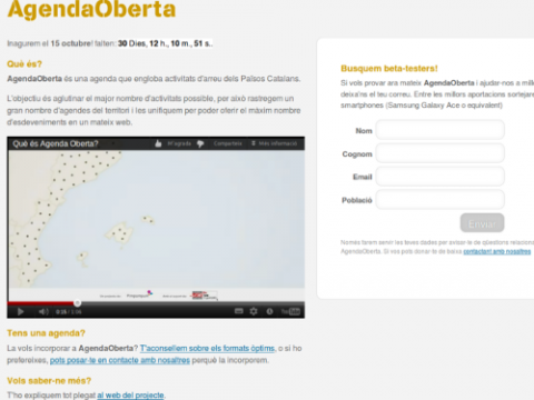 Captura de la plana web AgendaOberta