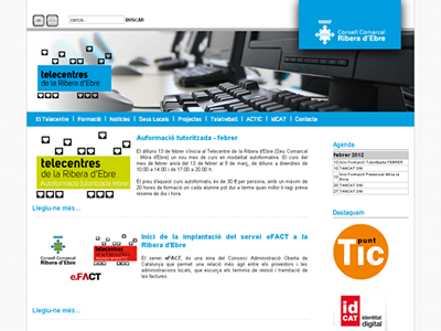 Captura de la nova plana web dels Punt TIC de Ribera d'Ebre