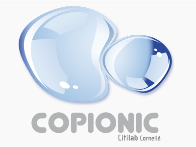 Logotip de l'eina Copionic, són dues gotes d'aigua