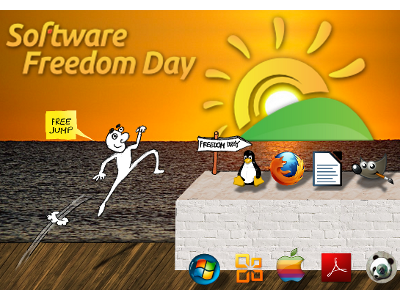 Cartell del Dia de la Llibertat de programari a la Palma de Cervelló