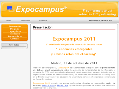 Captura de pantalla de la plana wb d'Expocampus