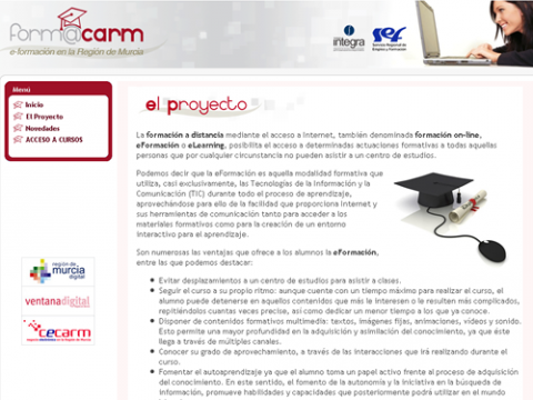 Captura de pantalla de la plataforma web Form@carm