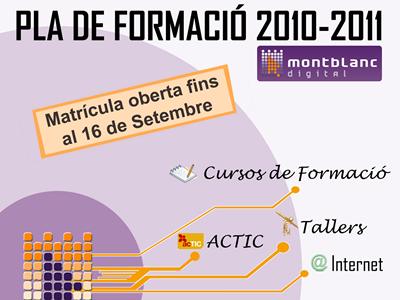 Part del cartell de l'oferta formativa del CTIC Montblanc Digital