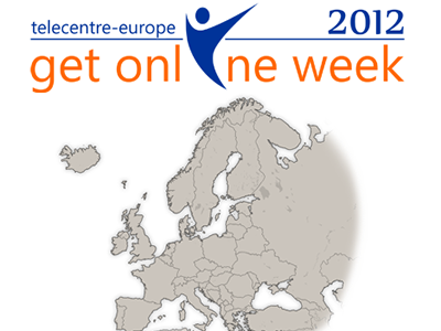 Logotip del Get Online Week 2012 i mapa d'Europa