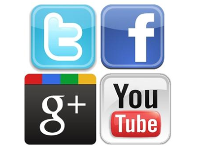 Icones de xarxes socials: Twitter, Facebook, Google+ i Youtube