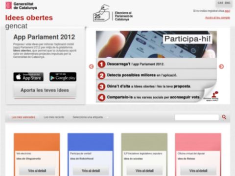 Idees Obertes Gencat busca idees per millorar l'app Parlament 2012