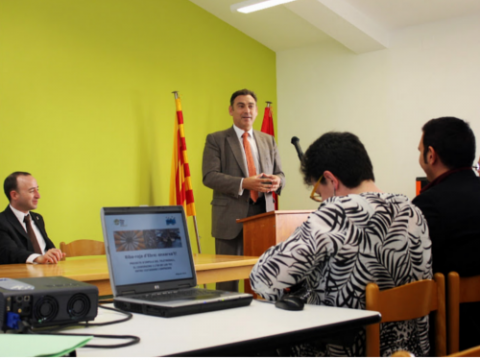 Carles Flamerich a la inauguració del centre de coworking Zona Líquida de Riba-roja d'Ebre
