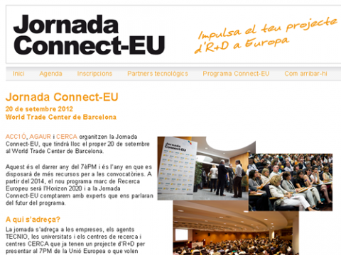 Captura de la plana web de la Jornada Connect-EU