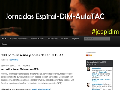 Captura de la plana web de les Jornades Espiral-DIM-Aula TAC