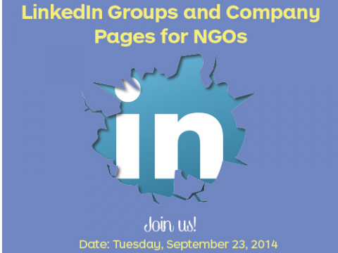 Part del cartell de la webinar "Grups de LinkedIn i pàgines d'empresa per a les ONG"