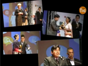 Diferents moments de l'acte de lliurament dels Premis Telecentre a l'Spark 2013
