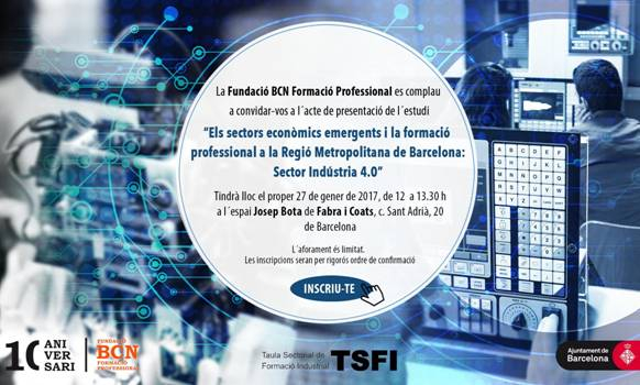 Presentació de l’estudi "Els sectors econòmics emergents i la formació professional a la Regió Metropolitana de Barcelona: sector Indústria 4.0"