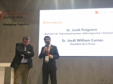 Jordi Puigneró i Jordi William Carnes presenten l'Observatori TIC de Catalunya al MWC18