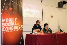 Laia Fargas Fursa i Jofre Güell durant la presentació del Mobile Social Congress 2019